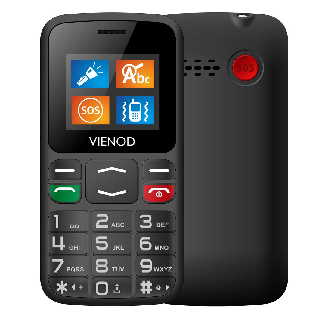 VIENOD V105 Basic Senior Mobile Phones Unlocked, Big Button Mobile Phone for Elderly with SOS Function, 1.77