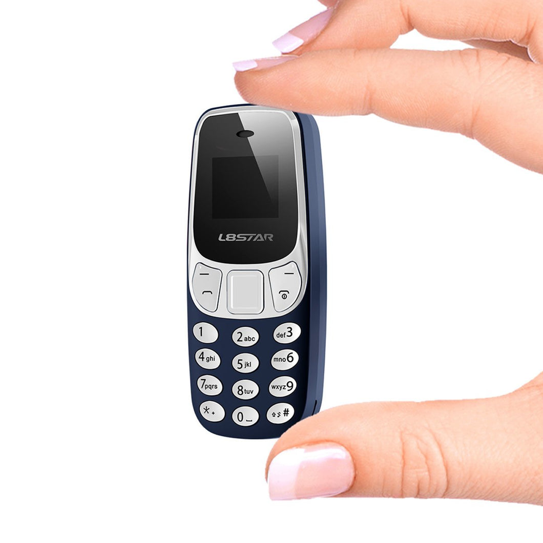 Worlds Smallest Mini Mobile Phone Bluetooth Dialer Supports Dual SIM Card Blue