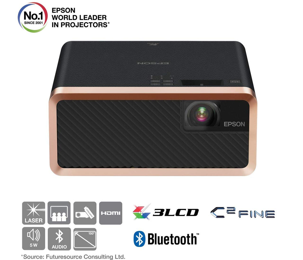 Epson EF-100B 3LCD, Laser, Streaming Device, Bluetooth, Built In 5 W Speaker, Portable Projector - Black [Amazon Exclusive]