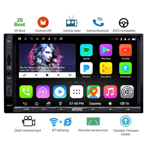 ATOTO A6 Double Din Android Car Navigation Stereo with Dual Bluetooth - Standard A6Y2710SB 1G/16G Car Entertainment Multimedia Radio,WiFi/BT Tethering Internet,Support 256G SD &More