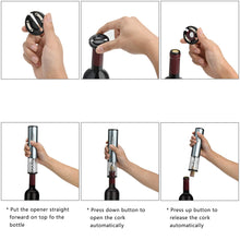 Winey Portable Aluminum Alloy Wine Opener Portable Electric Corkscrew Operated by Dry Batteries (not Included) with Foil Cutter