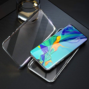 Colala Huawei P30 PRO Magnetic Case, Magnetic Adsorption Technology Metal Frame Case Aluminum 9H Tempered Glass Back Cover [Support Wireless Charging] for Huawei P30 PRO - Silver