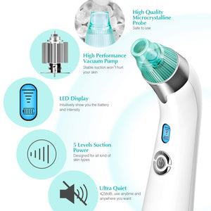 Blackhead Remover Vacuum Pore Cleaner - 2019 Upgraded USB Rechargeable Acne Comedone Extractor Tool Machine with 5 Adjustable Suction Power and 4 Replacement Probes
