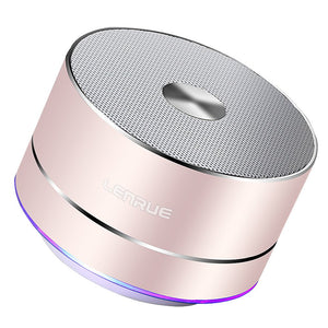 LENRUE Bluetooth Speaker, Portable Wireless Mini Outdoor Rechargeable Speakers with LED, Stereo Sound, Enhanced Bass, Built-in Mic (PINK)