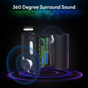Bluetooth Speaker, Zamkol Portable Wireless Bluetooth Speakers Waterproof, Powerful 24W with 360° Bass Sound, Bluetooth 4.2 for Outdoor Party, Beach, Shower