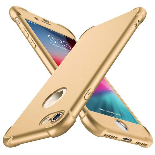 iPhone 7 Case, iPhone 8 Case, with[2 x Tempered Glass Screen Protector] ORETech 360 Shockproof iPhone 7/8 Cover Ultra-Thin Anti-Scratch Hard PC + Silicone TPU Bumper Rubber iPhone 7/8 Case - Gold