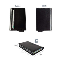 STEALTH Wallet - Minimalist RFID Blocking Pop-Up Credit Card and Cash Holder with Gift Box - Slim and Lightweight Ejector Wallets with Contactless Card Protection (Silver Aluminum with Black Leather)