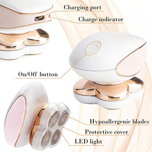 JIAYI Cordless full body electric hand shaver hair remover painless shaving tool safe rechargeable razor for women epilator LED gold plated blade