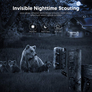 Victure Wildlife Camera 16MP 1080P Trail Game Camera Motion Activated Infrared Night Vision with 2.4" LCD Display IP66 Waterproof Design for Outdoor and Home Security