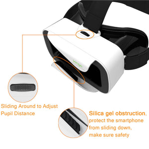 KINGA 2019 VR Headset Virtual Reality Glasses VR Glass for Smartphone 4.7-6.0 Inches Support Android Win and IOS Suitable for iPhone X/iPhone 8/8Plus/7/7Plus/6/ 6S/ 6S PLUS/Samsung Galaxy Series