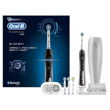 Oral-B SmartSeries 6500 CrossAction Electric Toothbrush, 1 Black App Connected Handle, 5 Cleaning Modes with Whitening and Gum Care, Pressure Sensor, 4 Toothbrush Heads,  Travel Case, UK 2 Pin Plug