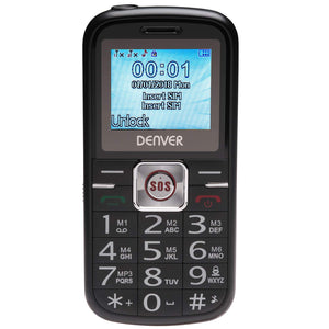 Denver BAS-18250M Senior Big Button Mobile Phone - 2-3 Week Battery, Extra Loud Speaker, Easy ON/OFF Bright Torch, Talking Keypad, Bluetooth, Emergency SOS Button, Speed Dial - Black