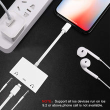 3 in 1 Dual 3.5mm Audio Adapter Audio Charging Converter Splitter Earphone Jack Audio Charger Cable For Phone X 8 8plus 7 7Plus 6 6Plus For Pad Air/Pro-White