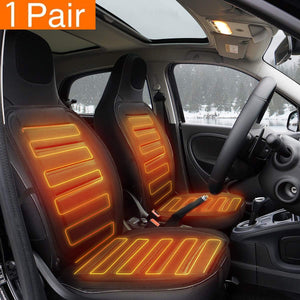 Tvird 1 Pair Heated Car Seat, 12V Heated Car Seat Cover with 3-Way Temperature Controller, Car Heated Seat Cushion Car Heater Car Seat Warmer (Black)