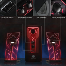 GOgroove BassPULSE 2.1 LED Satellite Stereo PC Computer Gaming Speakers with Red Glow Lights, Bass Controls and Powered Subwoofer - Compatible with PC, Mac, Desktop, Laptop and More Multimedia Devices