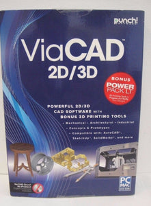 New Punch ViaCad 2D/3D Power Pack LT PC or Mac 3D Printer Support