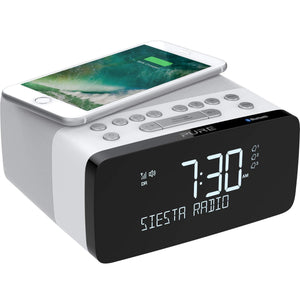 Pure Siesta Charge Bluetooth DAB+/DAB/FM Digital Radio Alarm Clock - Bedside DAB Radio with Qi Wireless Charging Pad for Smartphones and CrystalVue LCD Display with Auto-Brightness - Polar