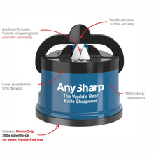 AnySharp Knife Sharpener with PowerGrip, Blue