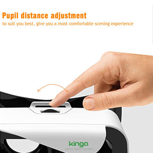KINGA 2019 VR Headset Virtual Reality Glasses VR Glass for Smartphone 4.7-6.0 Inches Support Android Win and IOS Suitable for iPhone X/iPhone 8/8Plus/7/7Plus/6/ 6S/ 6S PLUS/Samsung Galaxy Series