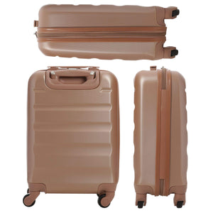Aerolite Lightweight 55cm Hard Shell 4 Wheel Travel Carry On Hand Cabin Luggage Suitcase, Approved for easyJet British Airways Ryanair, Rose Gold