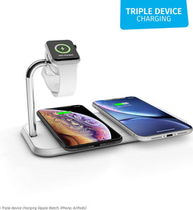 Zens Qi-certified MFi Certified Dual + Watch Fast Aluminium Wireless Charger, Fast Wireless Charging with up to 10W - Works with Apple Watch 1/2/3/4/5 series and all phones with wireless charging