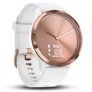 Garmin vivomove HR Hybrid Smart Watch (Small/Medium) - Rose-Gold with White Band