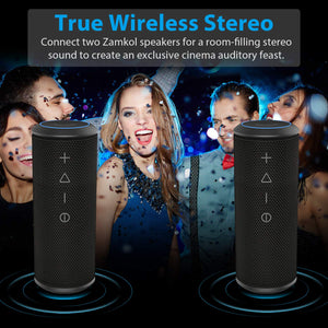 Bluetooth Speaker, Zamkol Portable Wireless Bluetooth Speakers Waterproof, Powerful 24W with 360° Bass Sound, Bluetooth 4.2 for Outdoor Party, Beach, Shower