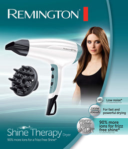 Remington Shine Therapy Hair Dryer with Power Dry and Cool Shot for a Frizz Free Shine, Quick Drying, 2300 W - D5216