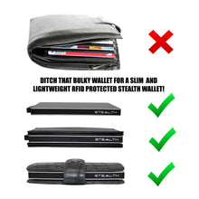 STEALTH Wallet - Minimalist RFID Blocking Pop-Up Credit Card and Cash Holder with Gift Box - Slim and Lightweight Ejector Wallets with Contactless Card Protection (Silver Aluminum with Black Leather)