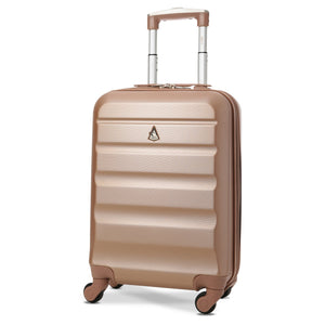 Aerolite Lightweight 55cm Hard Shell 4 Wheel Travel Carry On Hand Cabin Luggage Suitcase, Approved for easyJet British Airways Ryanair, Rose Gold