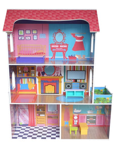 Kiddi Style Wooden Large Supreme Tall Town Doll House with Furniture