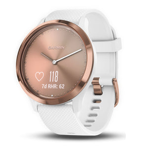 Garmin vivomove HR Hybrid Smart Watch (Small/Medium) - Rose-Gold with White Band