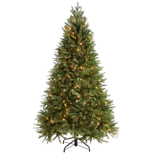 6ft (1.80m) Deluxe Regal Spruce Pre-Lit Christmas Tree with 350 Warm White LED Lights with Easy Build Hinged Branches