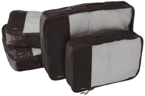 AmazonBasics Packing Cubes - 2 Medium and 2 Large (4-Piece Set), Black