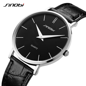SINOBI Ultra thin Classic Casual Quartz Wrist watches Men Busness Brand Leather Analog Relojes hombre Gift Sale Relogio clock