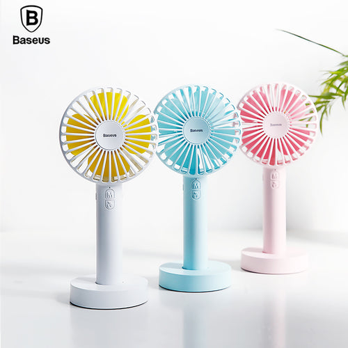 Baseus USB Fan 3-Speed Adjustable Portable Mini Fan Hand Fans 2600 MAh Rechargeable Ultra-quiet Micro USB Desk Cooling Fan